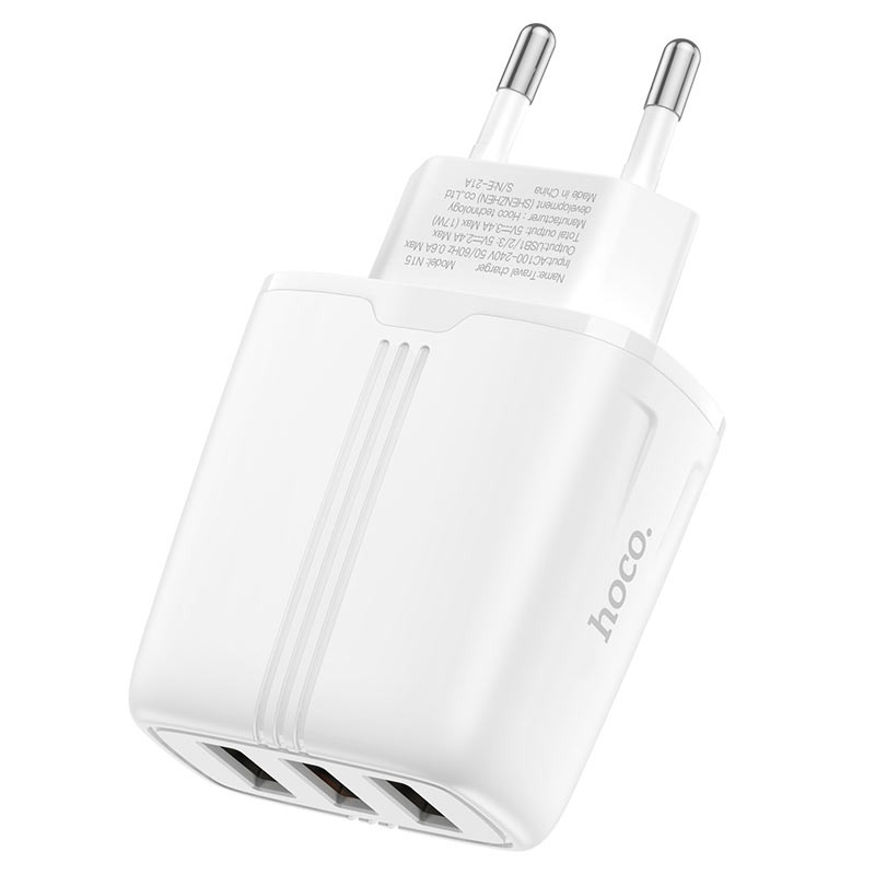 СЗП Hoco N15 (3USB/2.4A/17W) (Білий) в магазині vchehle.ua
