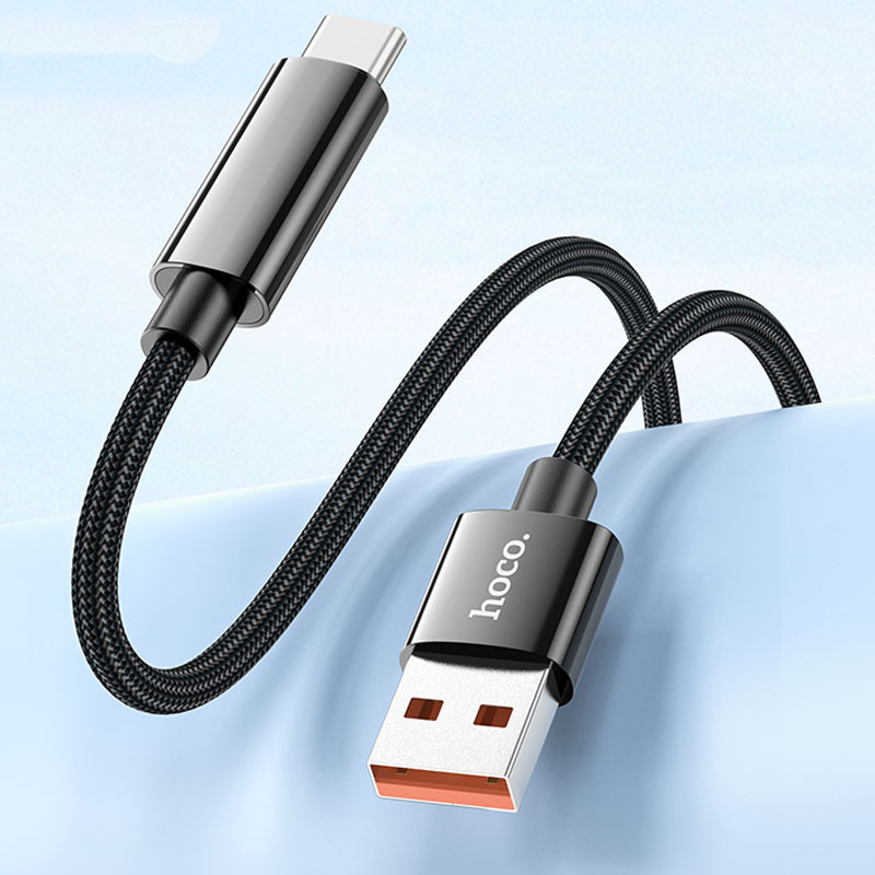 Купить Дата кабель Hoco U125 Benefit 5A USB to Type-C with display (1.2m) (Black) на vchehle.ua