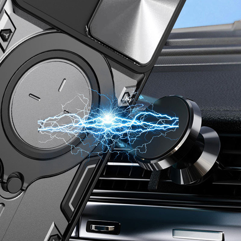 Ударопрочный чехол Bracket case with Magnetic для Xiaomi Redmi Note 13 Pro 4G / Poco M6 Pro 4G (Silver) в магазине vchehle.ua