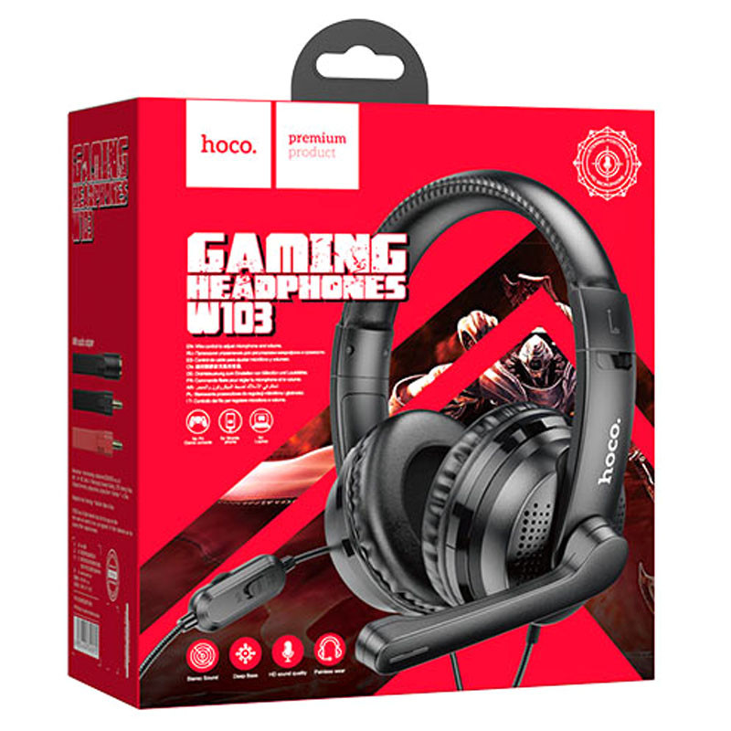 Заказать Уценка Накладные наушники Hoco W103 Magic Tour Gaming (3.5mm/1.2m) (Мятая упаковка / Черный) на vchehle.ua