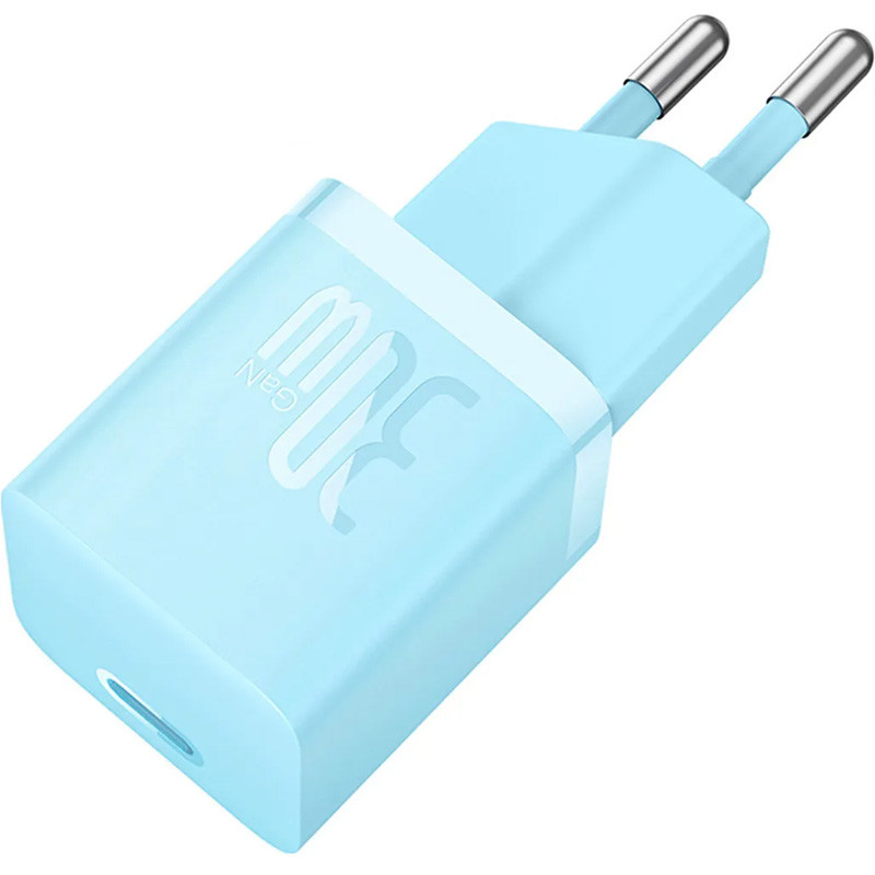 МЗП Baseus GaN5 Fast Charger (mini) 30W (1USB-C) + кабель Type-C to Type-C (P10110902) (Galaxy Blue) в магазині vchehle.ua