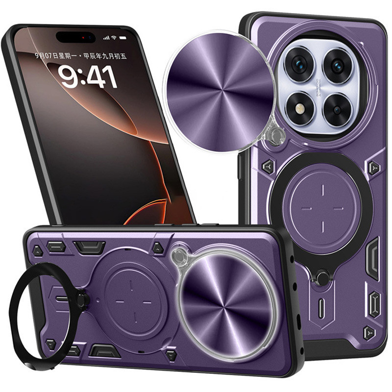 Ударопрочный чехол Bracket case with Magnetic для Xiaomi Redmi Note 14 Pro 4G (Purple)