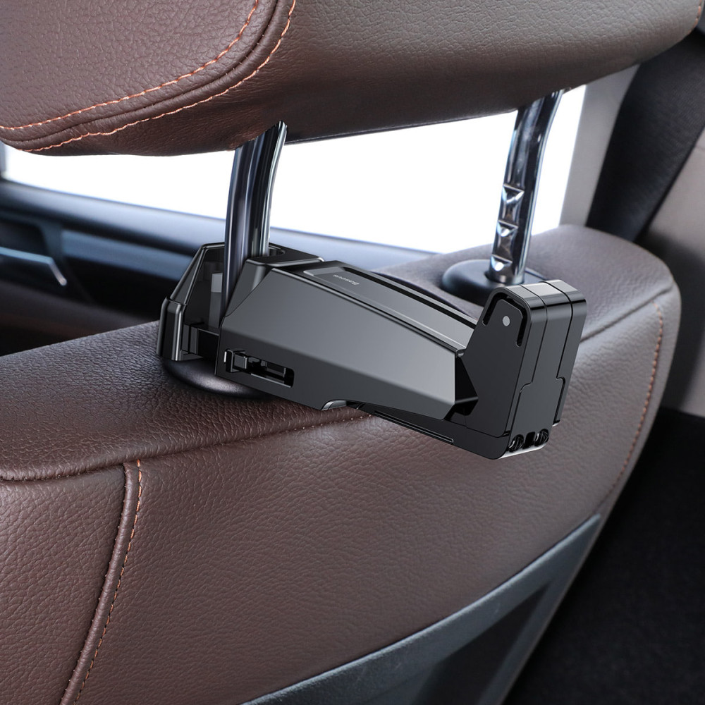 Автотримач Baseus Backseat Vehicle Phone Hook, + гак-вішалка (SUHZ-A01) (Black) в магазині vchehle.ua
