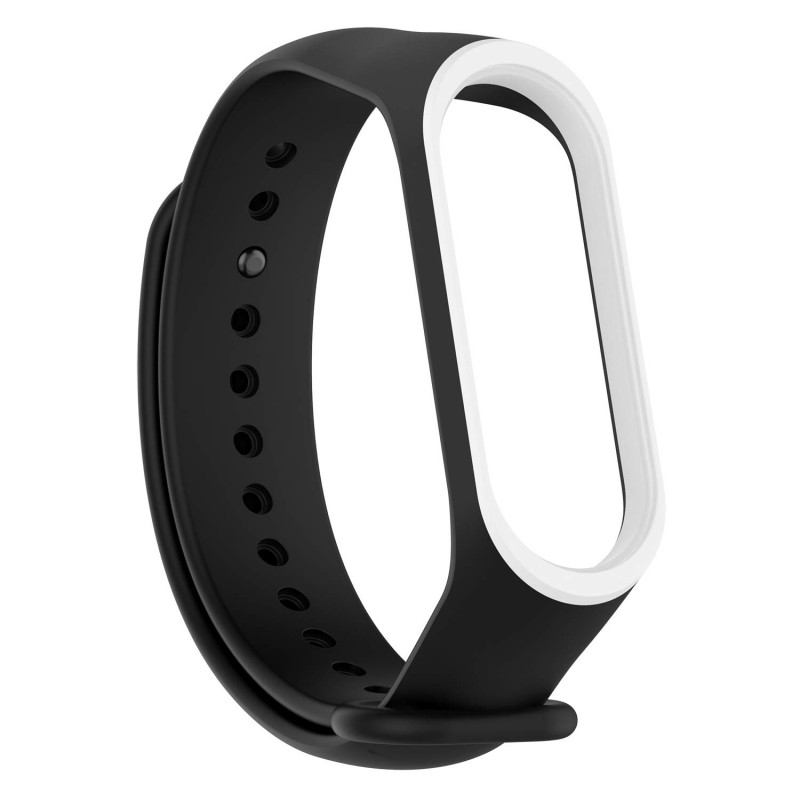 Фото Ремінець Slim line на Xiaomi Mi Band 5 / 6 (Чорний / Білий) в маназині vchehle.ua