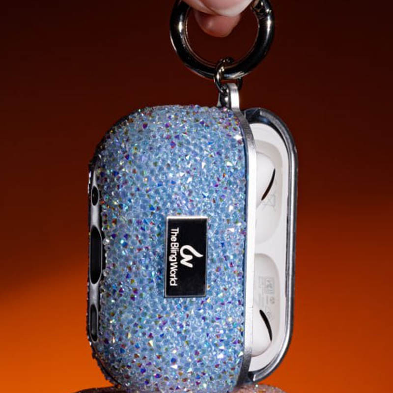 Фото TPU чохол Bling World Rock Diamond на наушников AirPods 4 (Блакитний) на vchehle.ua