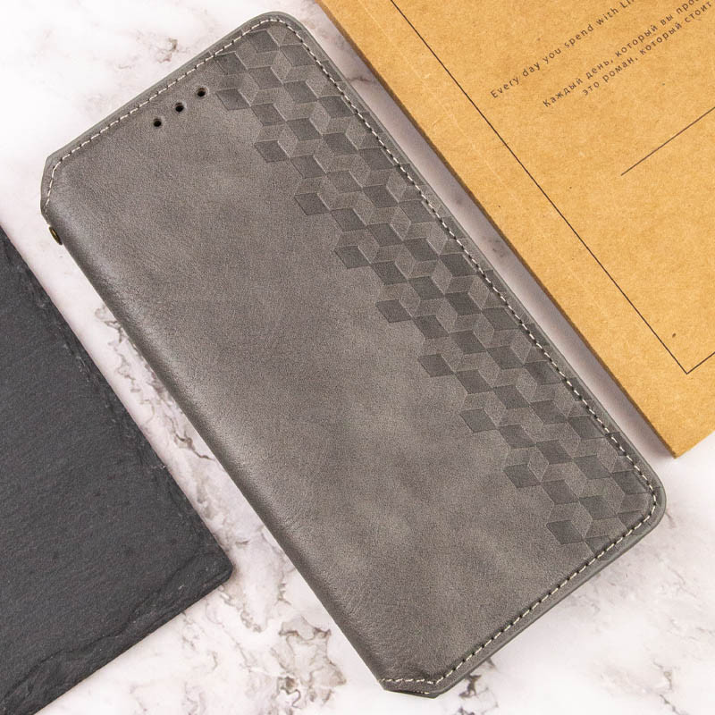 Шкіряний чохол-книжка GETMAN Cubic (PU) на Xiaomi Redmi Note 14 Pro 5G / 14 Pro+ (Сірий) в магазині vchehle.ua