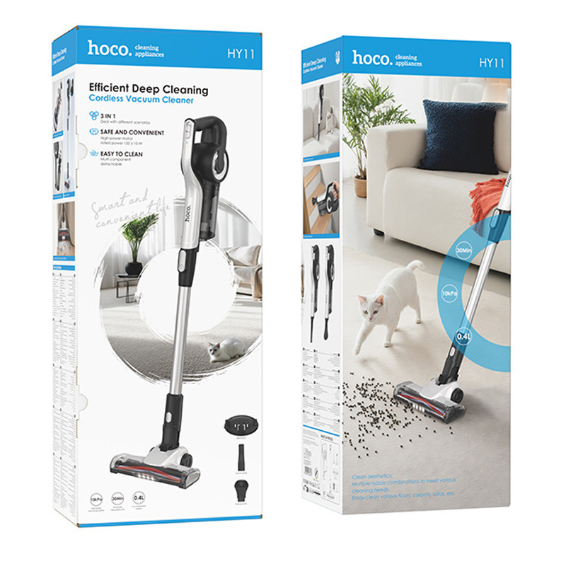 Купить Беспроводной аккумуляторный пылесос Hoco HY11 with roller brush (White) на vchehle.ua