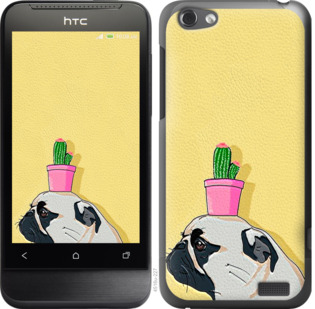 

Чохол Мопс з кактусом на HTC One V t320e 795470