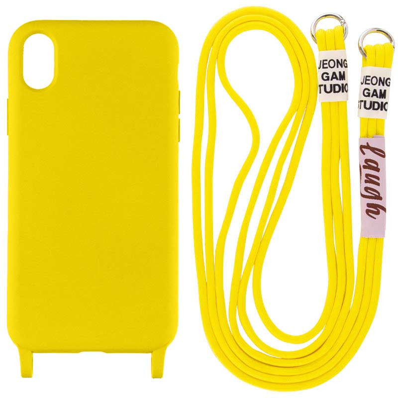 Чохол Cord case з довгим кольоровим ремінцем на Apple iPhone X / XS (5.8") (Жовтий)
