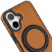 Фото Кожаная накладка Retro with Magnetic Safe для Apple iPhone 16 (6.1") (Brown) на vchehle.ua