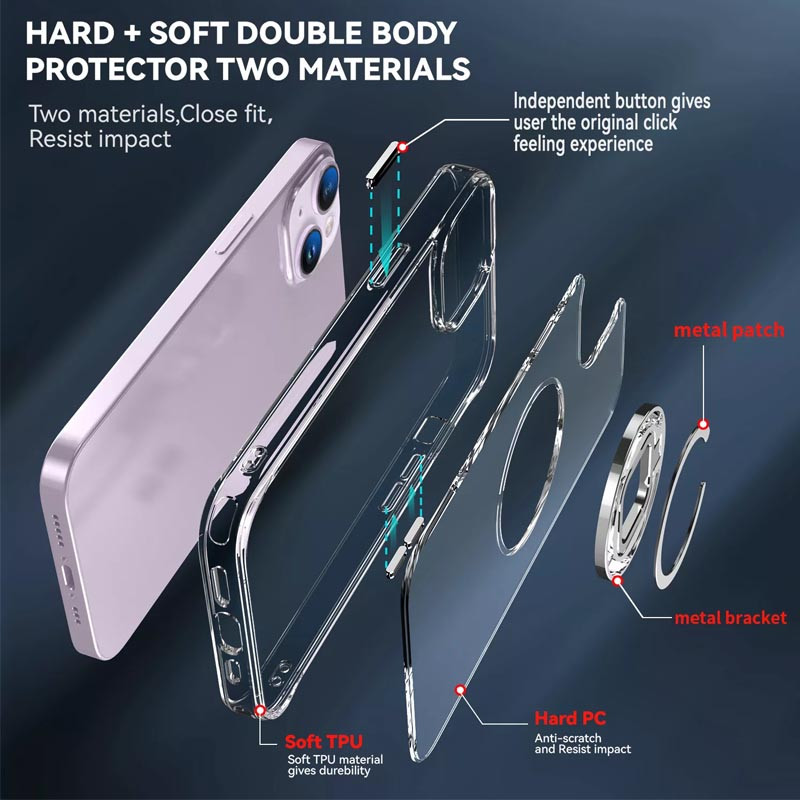 Фото TPU+PC чехол Kickstand 2.0 для Apple iPhone 14 (6.1") (Прозрачный) на vchehle.ua