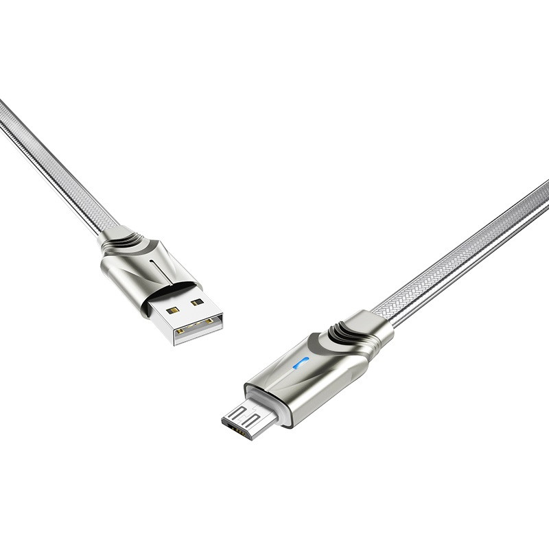 Фото Дата кабель Borofone BU12 Synergy USB to MicroUSB (1.2m) (Срібний) в маназині vchehle.ua