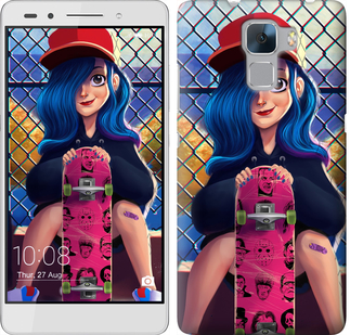

Чехол Прикольная девочка со скейтбордом для Huawei Honor 7 618408
