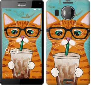 Чехол Зеленоглазый кот в очках для Microsoft Lumia 950 XL Dual Sim