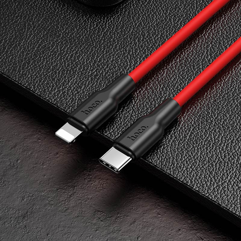 Купити Дата кабель Hoco X21 Plus Silicone Type-C to Lightning (1m) (Чорний / Червоний) на vchehle.ua
