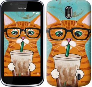 Чехол Зеленоглазый кот в очках для Nokia 1