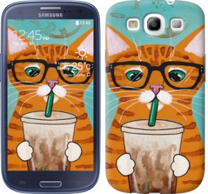 Чехол Зеленоглазый кот в очках для Samsung Galaxy S3 Duos I9300i