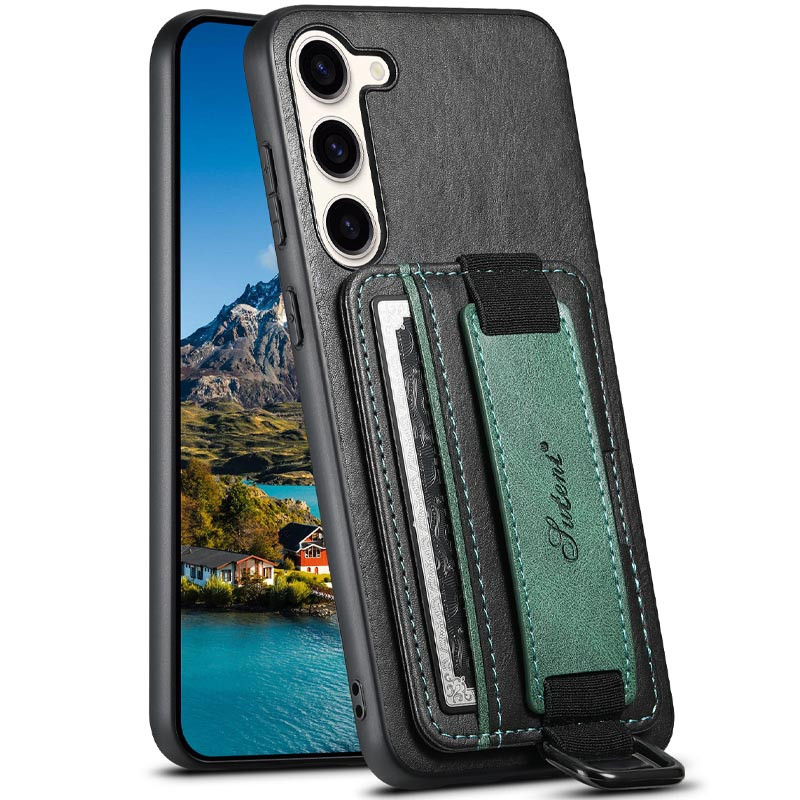 Фото Шкіряний чохол Wallet case and straps на Samsung Galaxy S24 (Чорний / Black) в маназині vchehle.ua