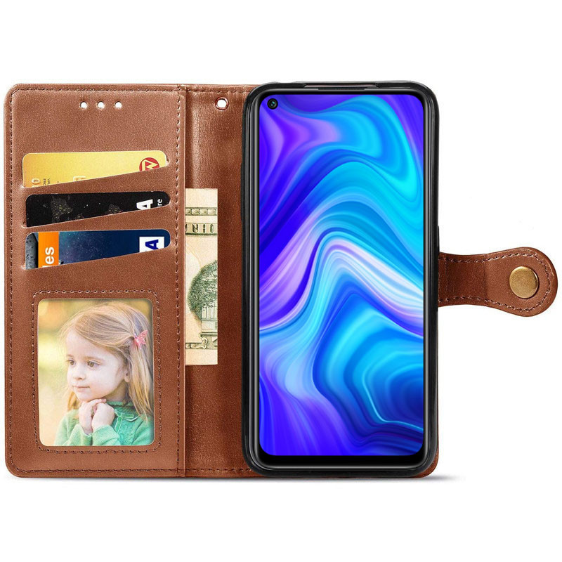 Фото Шкіряний чохол-книжка GETMAN Gallant (PU) для Xiaomi Redmi Note 9 / Redmi 10X (Коричневий) в маназині vchehle.ua