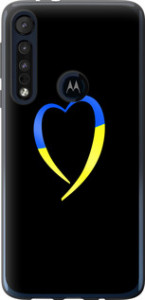 Чехол Жёлто-голубое сердце для Motorola One Macro