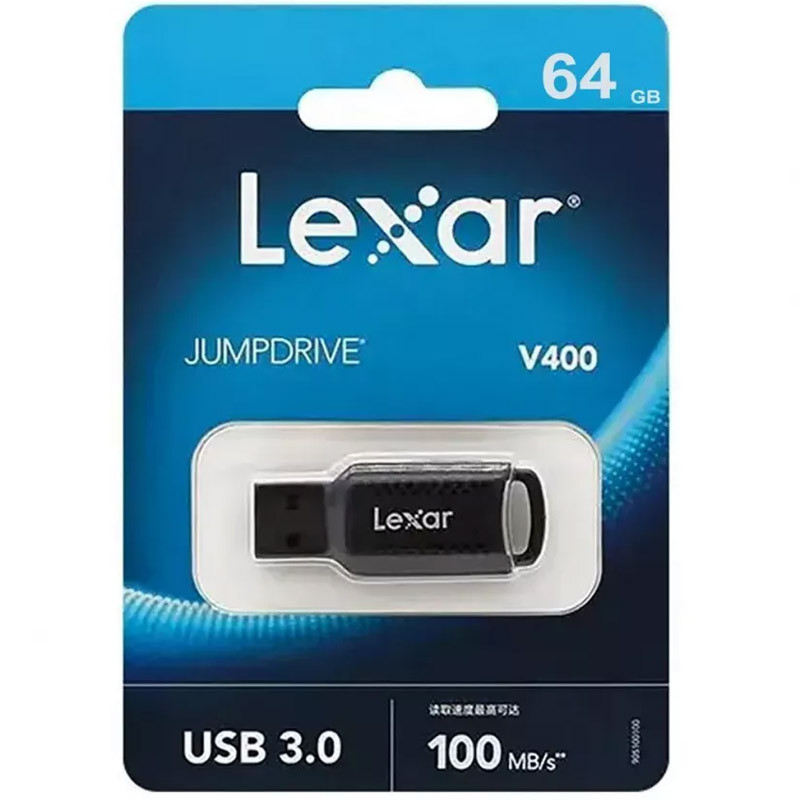 Флеш накопитель LEXAR JumpDrive V400 (USB 3.0) 64GB (Black) в магазине vchehle.ua