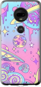 Чехол Розовая галактика для Motorola Moto G7 Plus