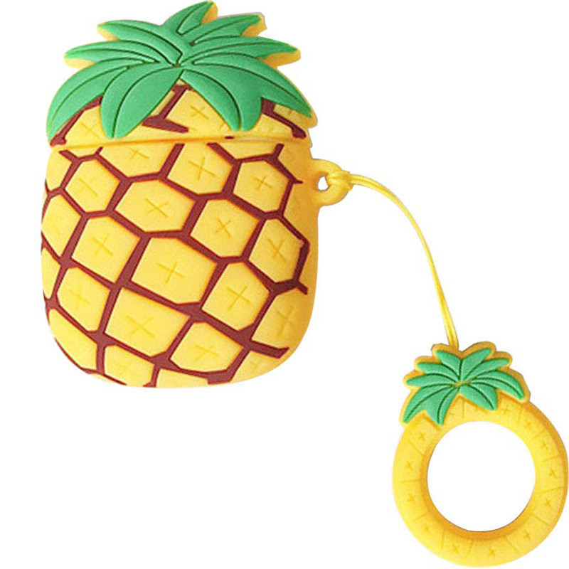 Силиконовый футляр Smile Fruits series для наушников AirPods 1/2 + кольцо (Pineapple)