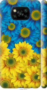 Чехол Жёлто-голубые цветы для Xiaomi Poco X3