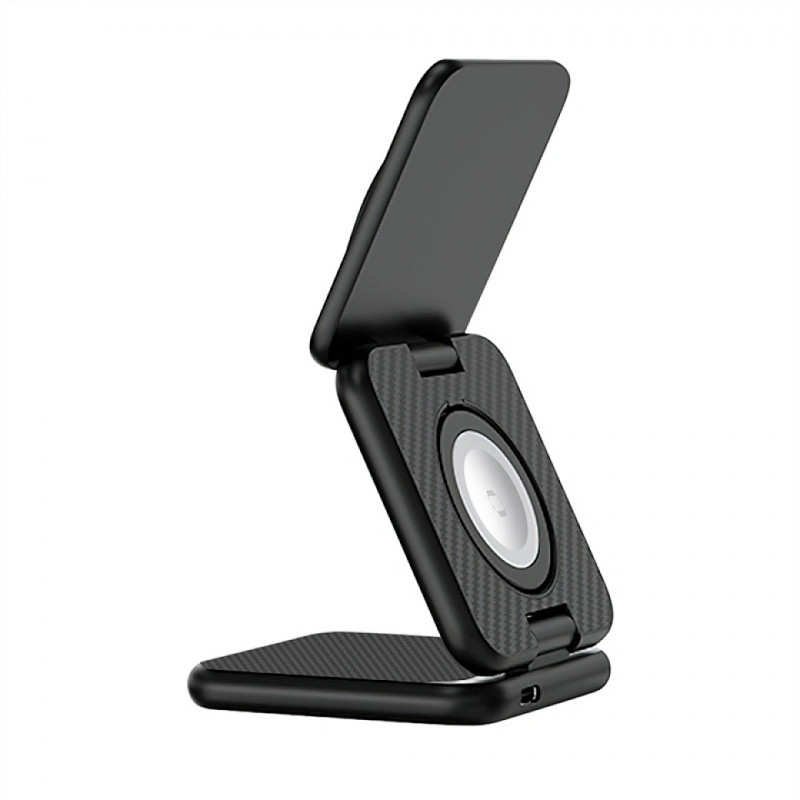 Фото БЗП WIWU Wi-W035 Kevlar Mag Go 3 in 1 Wireless Charger (Black) на vchehle.ua