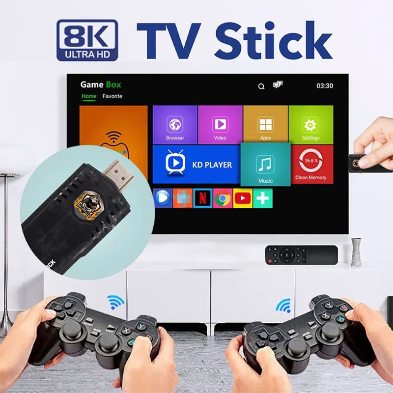 Фото Уценка Игровая приставка Game Stick + Android TV 8k Ultra HD 64gb (Мятая упаковка / Black) в магазине vchehle.ua