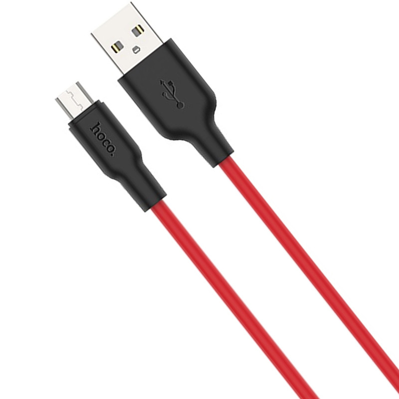 Дата кабель Hoco X21 Plus Silicone MicroUSB Cable (1m) (Black / Red) в магазині vchehle.ua