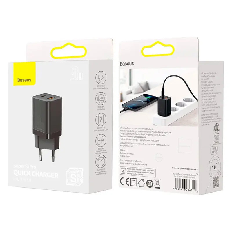 Замовити МЗП Baseus Super Si Pro Quick Charger 30W (1USB-A/1C) (CCSUPP-E) (Black) на vchehle.ua