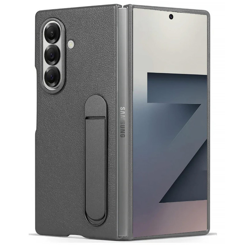 Фото Кожаный чехол Leather Case (AAA) with stand для Samsung Galaxy Z Fold7 (Gray) на vchehle.ua