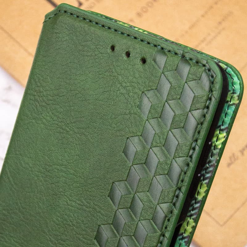 Шкіряний чохол-книжка GETMAN Cubic (PU) на Oppo A38 / A18 (Зелений) в магазині vchehle.ua