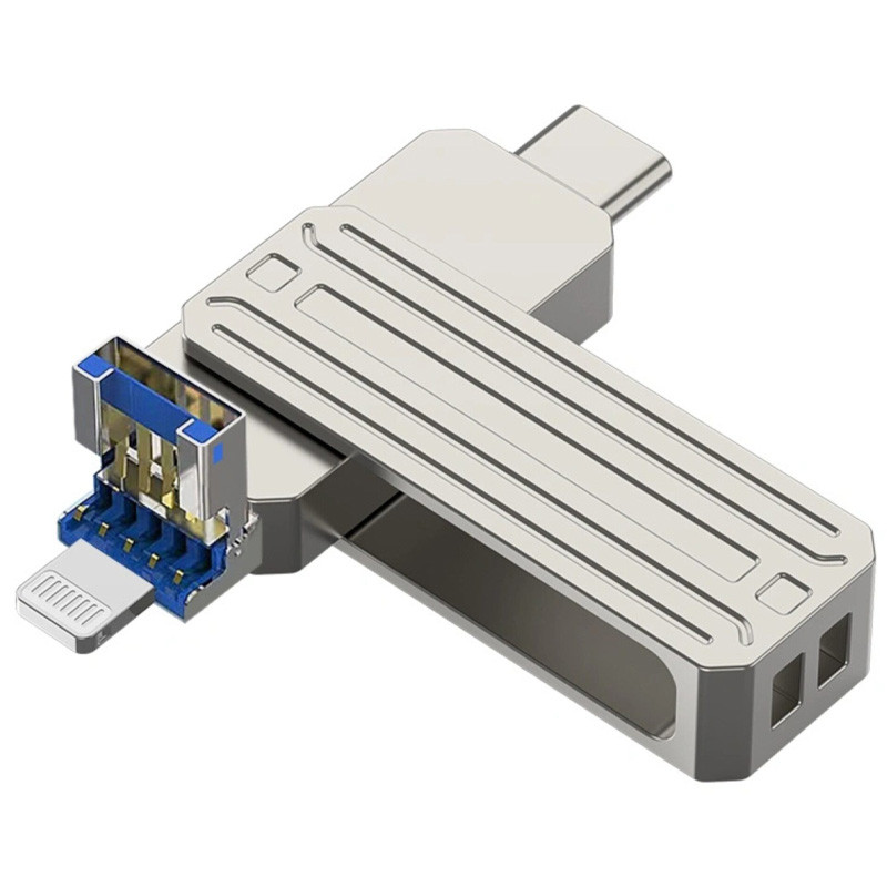 Купити Флеш-накопичувач Wiwu Wi-FD001 3in1 (USB-A/C/L) USB 3.0 — 32GB (Silver) на vchehle.ua