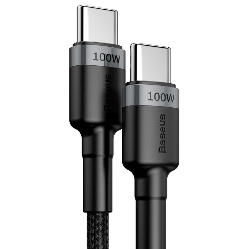 Дата кабель Baseus Cafule Type-C to Type-C PD2.0 100W (2m) (CATKLF-AL) (Gray / Black) в магазині vchehle.ua