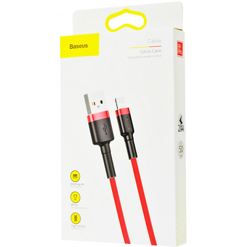 Дата кабель Baseus Cafule Lightning Cable 2.4A (0.5m) (CALKLF-A) (Червоний) в магазині vchehle.ua