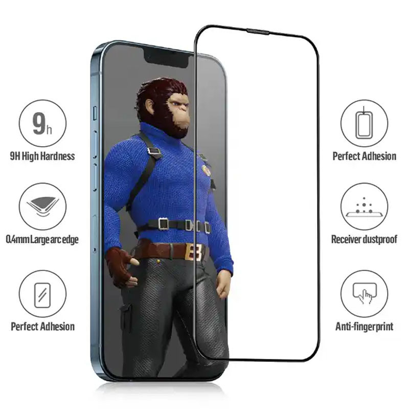 Фото Защитное 2.5D стекло Blueo Corning Gorilla Glass для Apple iPhone 15 Plus / 16 Plus (6.7") (Черный) на vchehle.ua