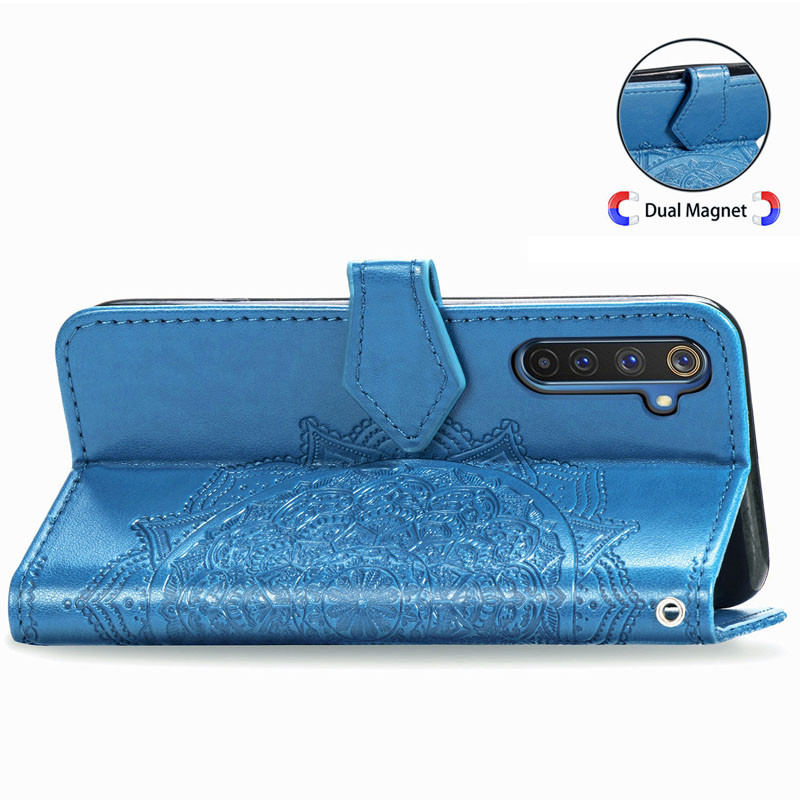 Купити Шкіряний чохол-книжка Art Case з візитницею на Realme 6 (Синій) на vchehle.ua