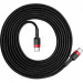 Фото Дата кабель Baseus Cafule Type-C to Type-C Cable PD 2.0 60W (2m) (CATKLF-H) (Черный / Красный) на vchehle.ua