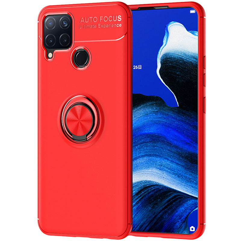 

TPU чохол Deen ColorRing під магнітний тримач (opp) для Realme C15 (Червоний / Червоний) 931184