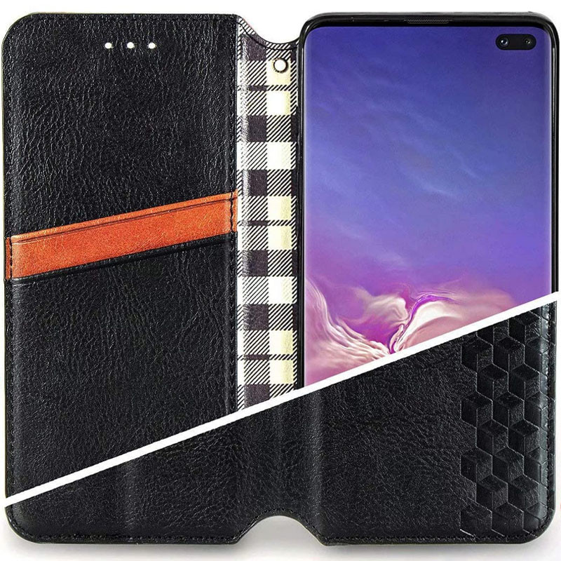 Шкіряний чохол книжка GETMAN Cubic (PU) на Samsung Galaxy S21 FE (Чорний) в магазині vchehle.ua