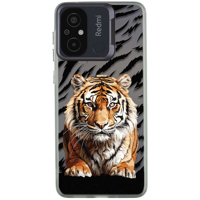 TPU+PC чехол TakiTaki Magic glow для Xiaomi Redmi 12C (Tiger on the ground / Black)