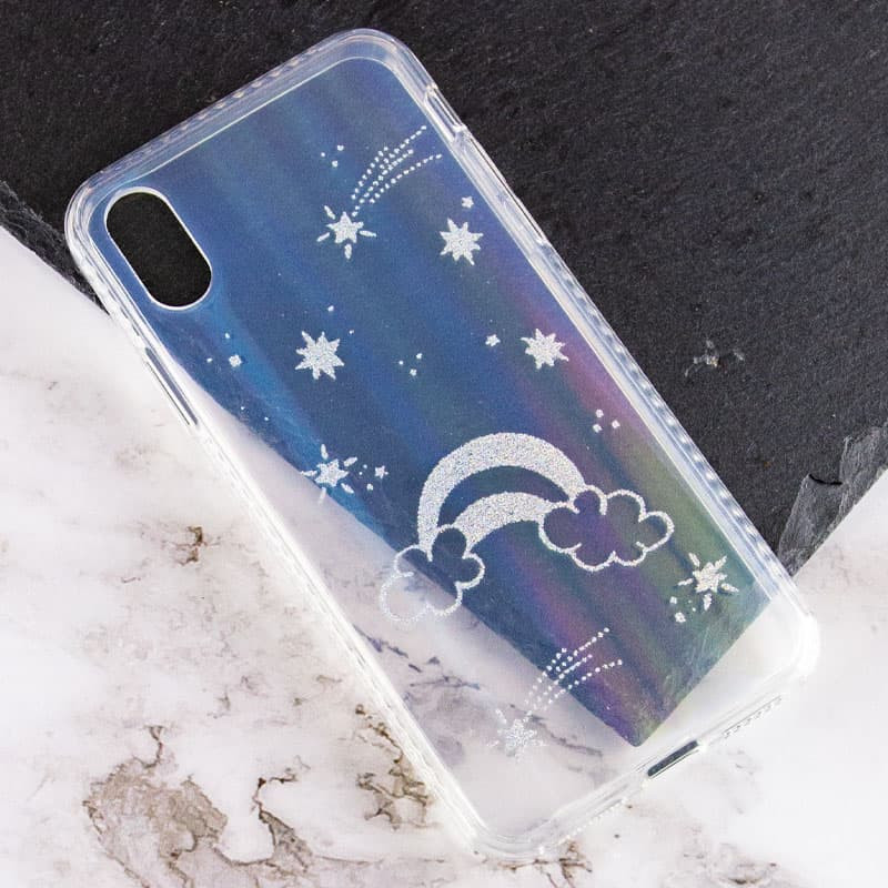 Фото TPU+Glass чехол Aurora Space для Apple iPhone X / XS (5.8") (Радуга) на vchehle.ua