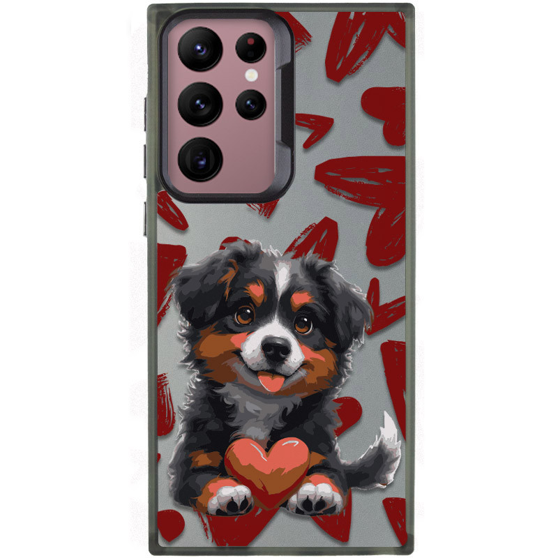 TPU+PC чохол TakiTaki Love magic glow для Samsung Galaxy S22 Ultra (Lovely dog / Black)