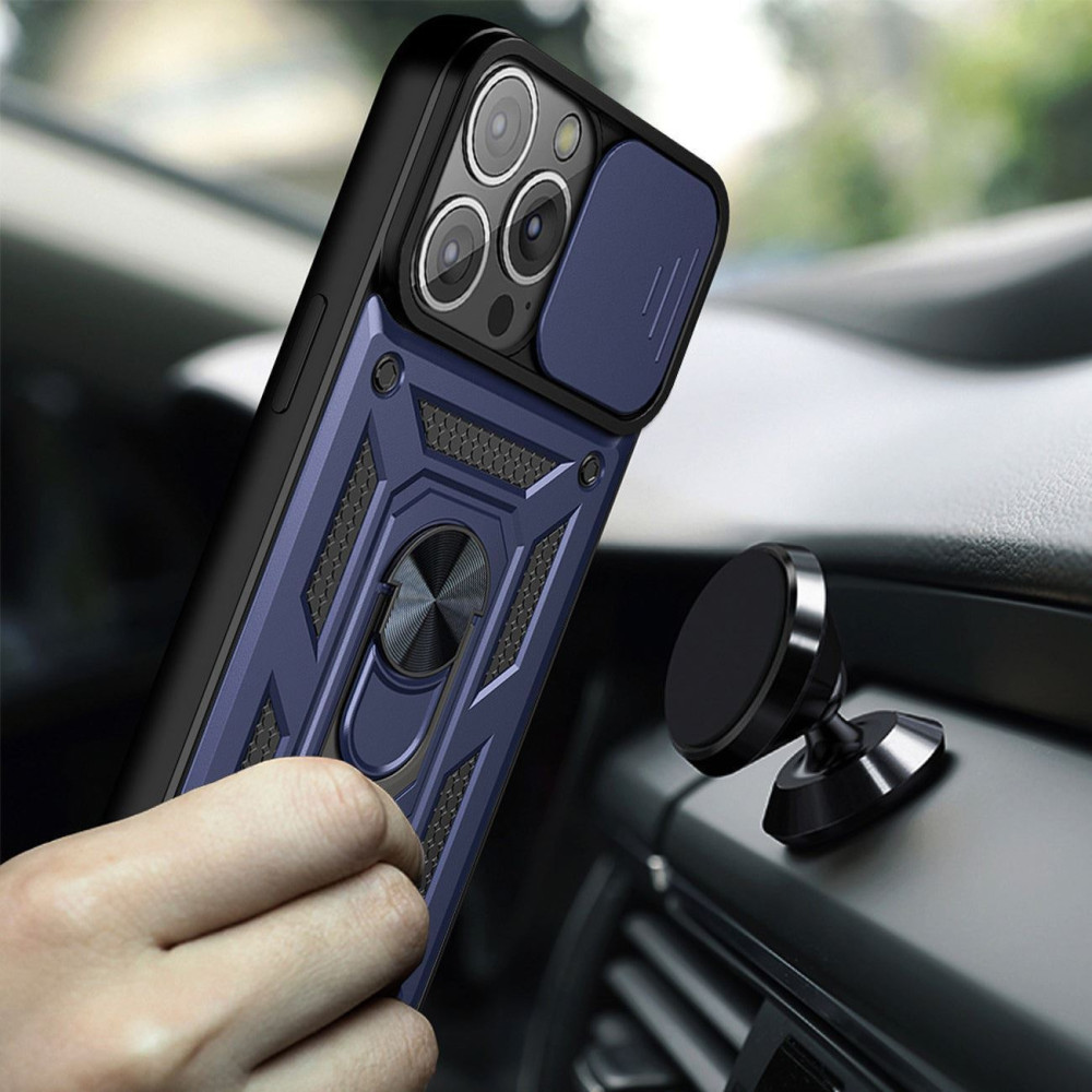 Фото Ударостійкий чохол Camshield Serge Ring на Apple iPhone 11 Pro Max (6.5") (Синій) на vchehle.ua
