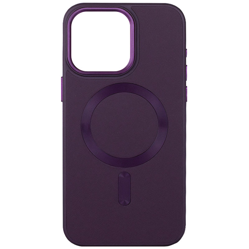 Шкіряний чохол Bonbon Leather Metal Style with Magnetic Safe на Apple iPhone 14 (6.1") (Фіолетовий / Dark Purple)