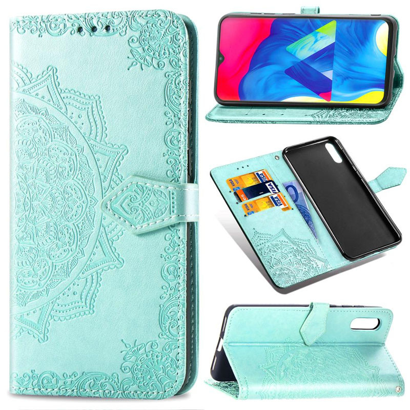 Купить Кожаный чехол-книжка Art Case с визитницей для Samsung Galaxy A02 (Бирюзовый) на vchehle.ua