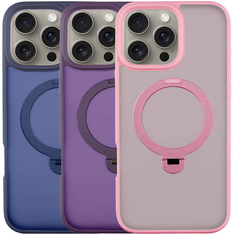 TPU+PC чехол Metal Buttons with Magnetic Safe Colorful HQ Ring для Apple iPhone 16 Pro (6.3")