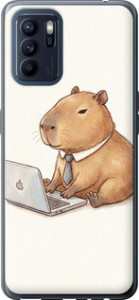 Чохол Funny Capybara CEO Working на Oppo Reno6 Z